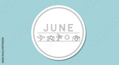 June calendar icon with symbols.