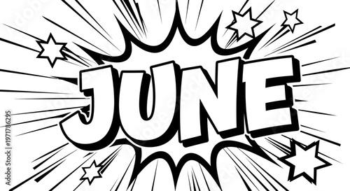 June month name in comic style.