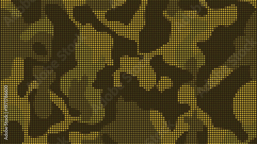 Desert style khaki and brown camouflage pattern with dotted texture for arid environment tactical design