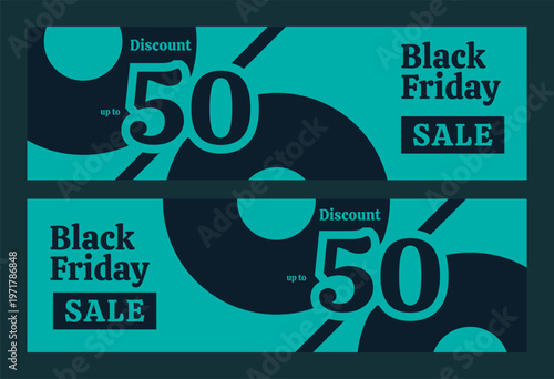 Two Black Friday Sale banner layout template with Aqua color