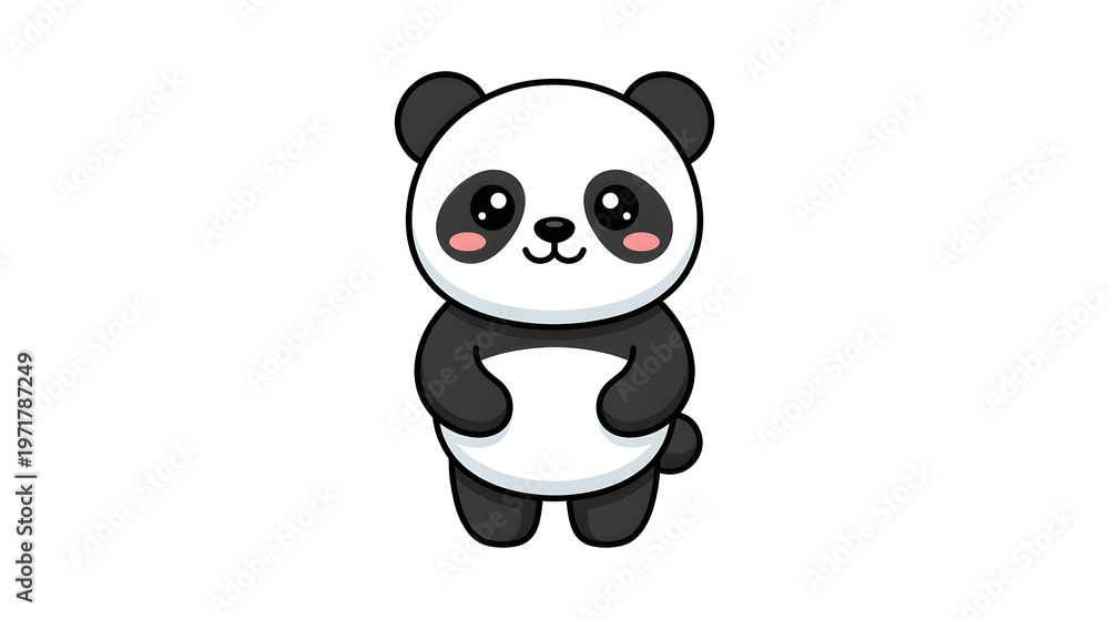 Naklejka premium Cute Panda Vector Character Standing Cute Flat Style