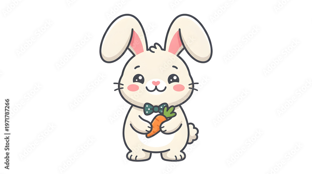 Fototapeta premium Cute Bunny Vector Character Standing Cute Flat Style 3