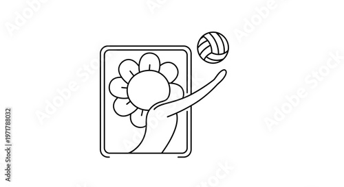 Flower Character Playing Volleyball