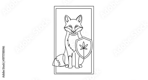 Fox Holding Shield with Marijuana Leaf Symbol, Protection Concept