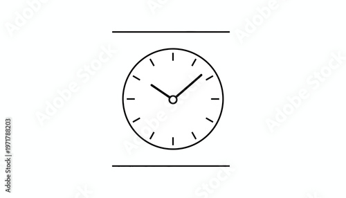 Minimalist Clock Icon, Time Concept, Simple Line Art