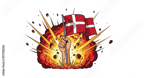 Danish Flag Held High Amidst Explosive Chaos