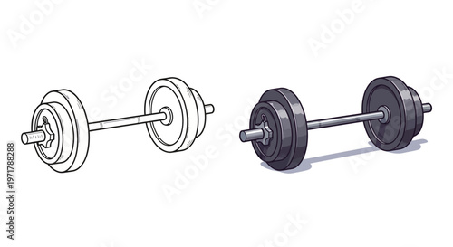 Barbell Outline and Realistic Rendering Comparison