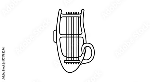 Ancient Lyre Instrument Icon, Vector Line Art Illustration