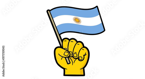Hand Holding Argentine Flag Waving