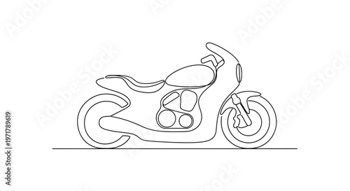 Minimalist Motorcycle Line Art: Single Line Drawing of a Cafe Racer