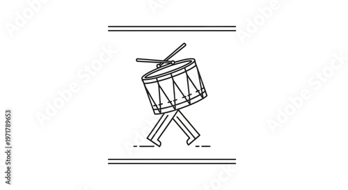 Drummer Drum Beat Marching Band Music Instrument Percussion Line Art Icon
