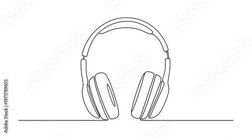 Minimalist Headphones Line Art: Modern Music Iconography
