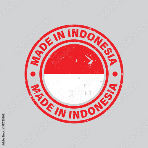 red circular grunge made in indonesia stamp seal for authentic national product origin and manufacturing