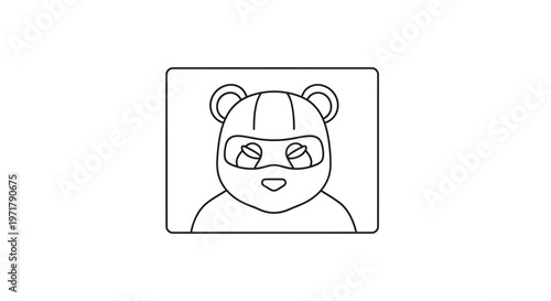 Cute Bear Bandit Wearing Ski Mask, Cartoon Style, Bandit Bear Icon