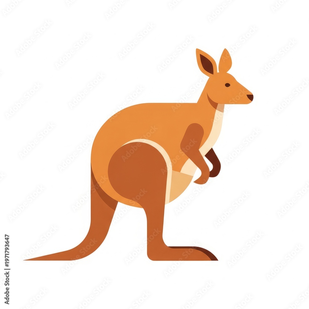 Fototapeta premium Kangaroo vector illustration isolated on white background. Cartoon and minimal wildlife animal suitable for mascots, logos, education, and nature-themed designs.