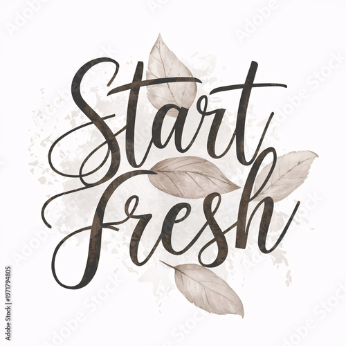 Start Fresh Typography Quote with Elegant Hand Lettering and Soft Floral Elements