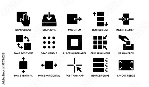 User interface elements for drag and drop operations and layout adjustments