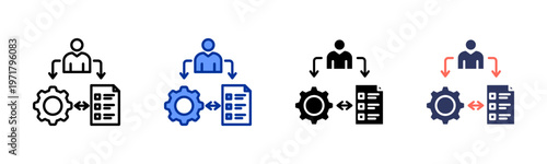 Administrative Process icon set multiple style collection