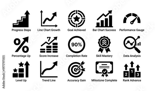 Business icons collection: charts, progress, goals, performance, analysis