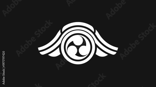 Abstract Japanese Crest on Black Background