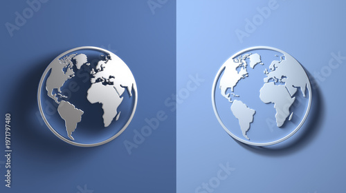 Silver Globe Icons Representing Global Business and Connectivity