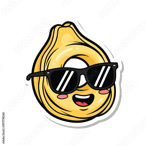 Cartoon Onion Ring Character Wearing Sunglasses.