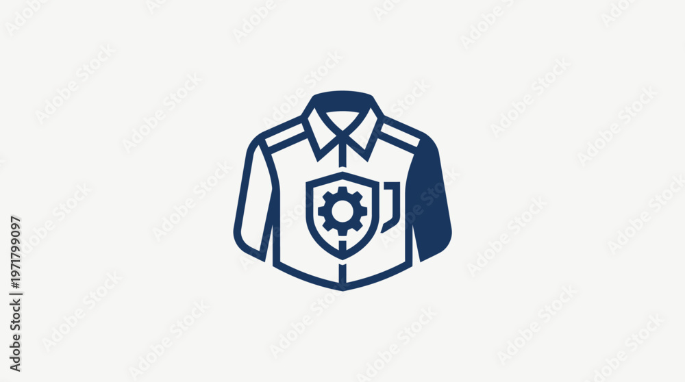 Fototapeta premium Security Shirt Icon with Gear and Shield