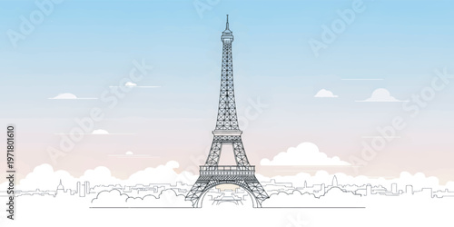 Eiffel Tower Paris France Landmark Icon.