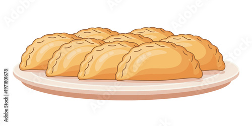 Delicious golden brown empanadas plate.