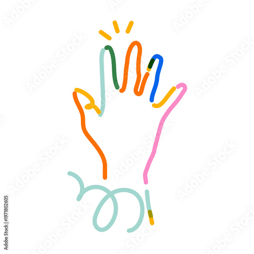 Foto Png right hand doodle line art, transparent background
