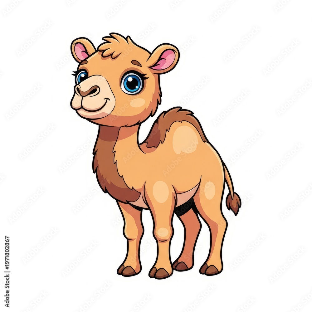 Obraz premium Camel vector illustration isolated on white background. Cartoon and minimal desert animal suitable for mascots, travel themes, education, and nature designs.