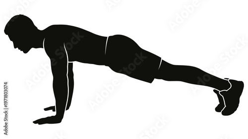 Man Doing Push Up Exercise Silhouette Vector Isolated on White Background_26