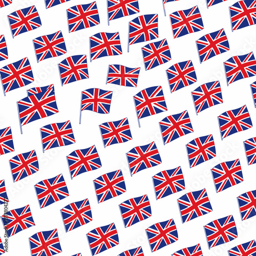 Seamless Pattern of Union Jack Flags.