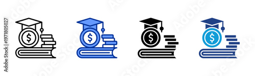 Financial Literacy icon set multiple style collection