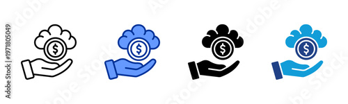 Income Stability icon set multiple style collection