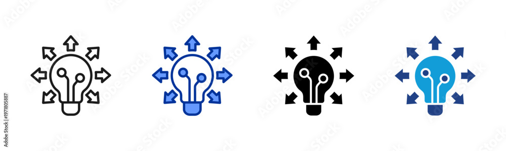 Fototapeta premium Idea Direction icon set multiple style collection