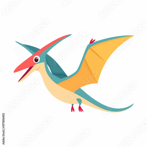 かわいいプテラノドンのフラットベクターイラスト