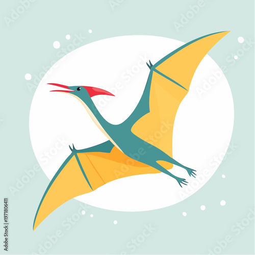 かわいいプテラノドンのフラットベクターイラスト