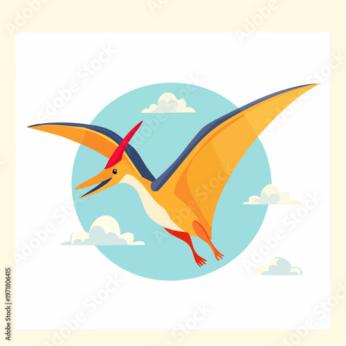 かわいいプテラノドンのフラットベクターイラスト