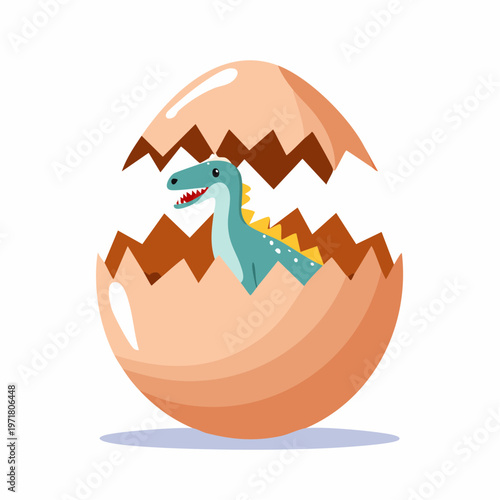 恐竜の卵が孵化する教育的ベクターイラスト