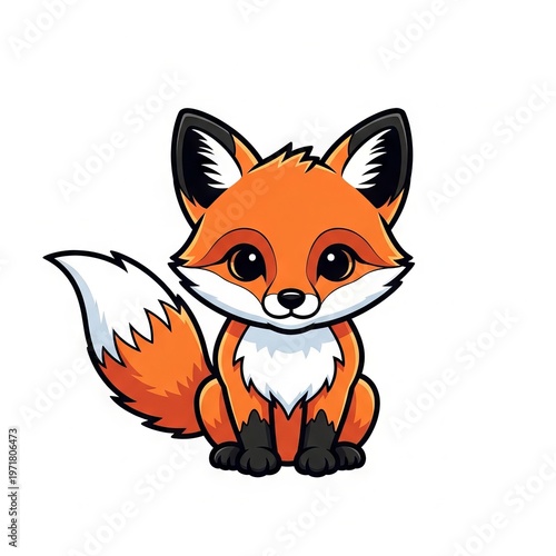 Fox vector illustration isolated on white background. Cartoon and minimal forest animal suitable for mascots, logos, education, and nature-themed designs.