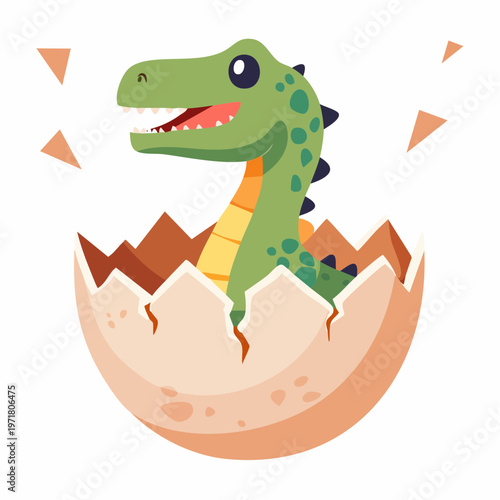 恐竜の卵が孵化する教育的ベクターイラスト