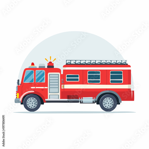 消防車のシンプルなフラットベクターイラスト
