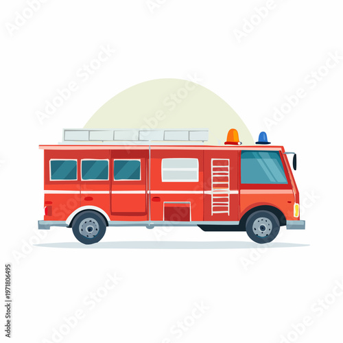 消防車のシンプルなフラットベクターイラスト