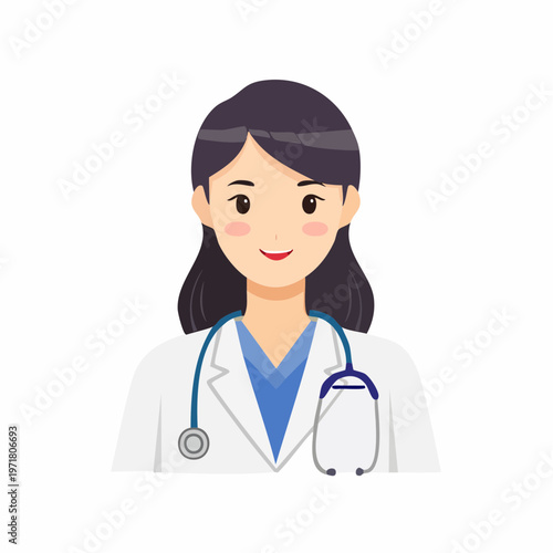 聴診器を持つ女性医師のベクターイラスト