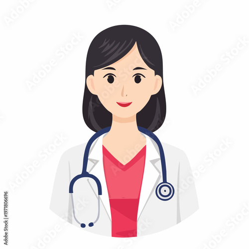 聴診器を持つ女性医師のベクターイラスト