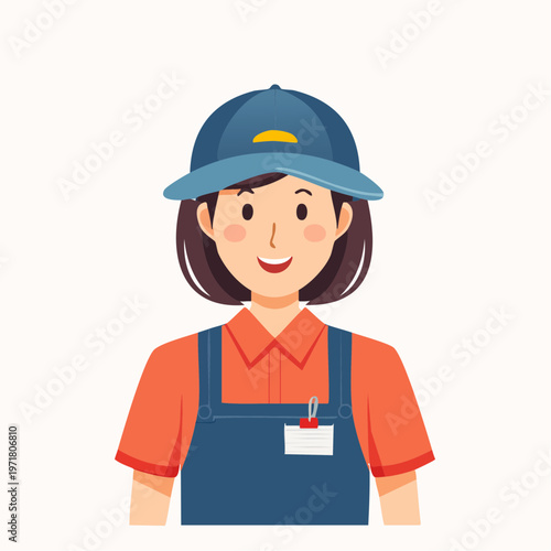 笑顔の女性販売員のベクターイラスト