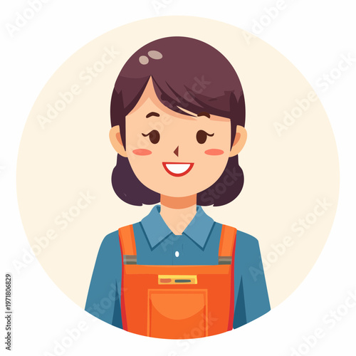 笑顔の女性販売員のベクターイラスト