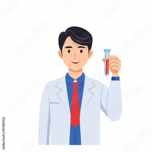 試験管を持つ男性研究者のベクターイラスト