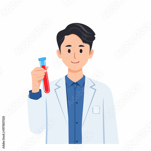 試験管を持つ男性研究者のベクターイラスト